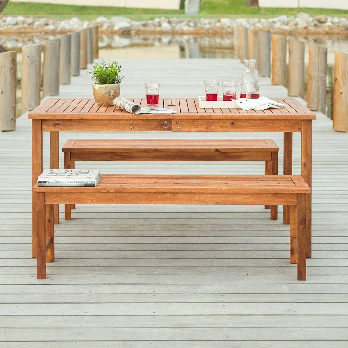 Acacia Wood 3-Piece Dining Set Z507074