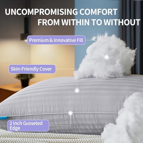 Queen Size Set of 2 Gray Down Alternative Pillows E778