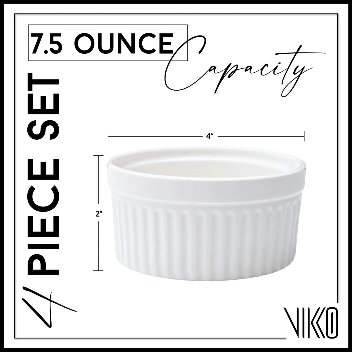 White Set Of 4 Porcelain Ramekins Q8823