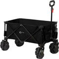 Collapsible Folding Utility Wagon Cart with 8 inches Wheels Black Q6816