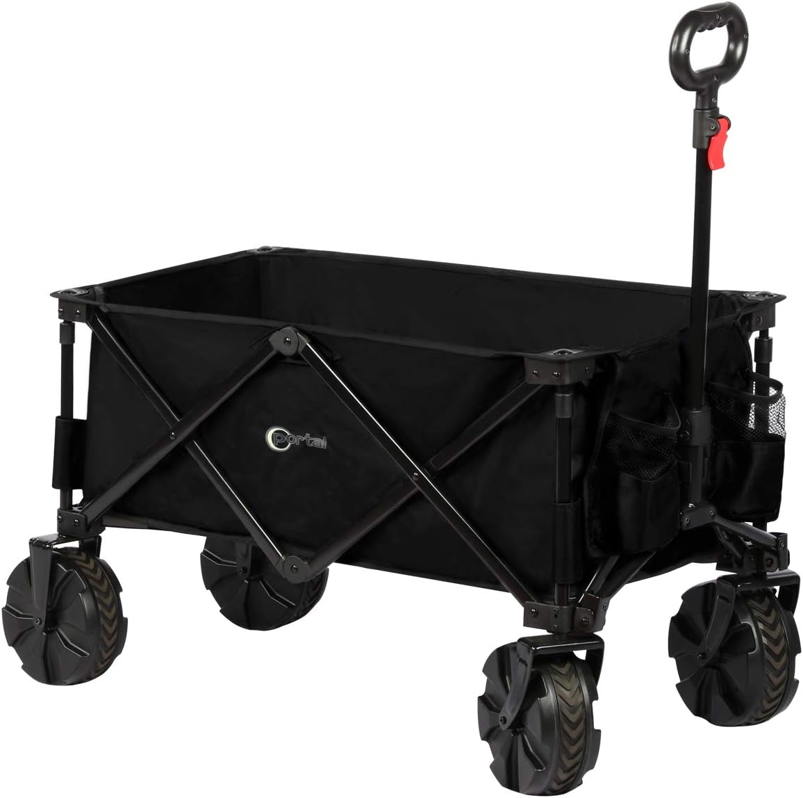 Collapsible Folding Utility Wagon Cart with 8 inches Wheels Black Q6816