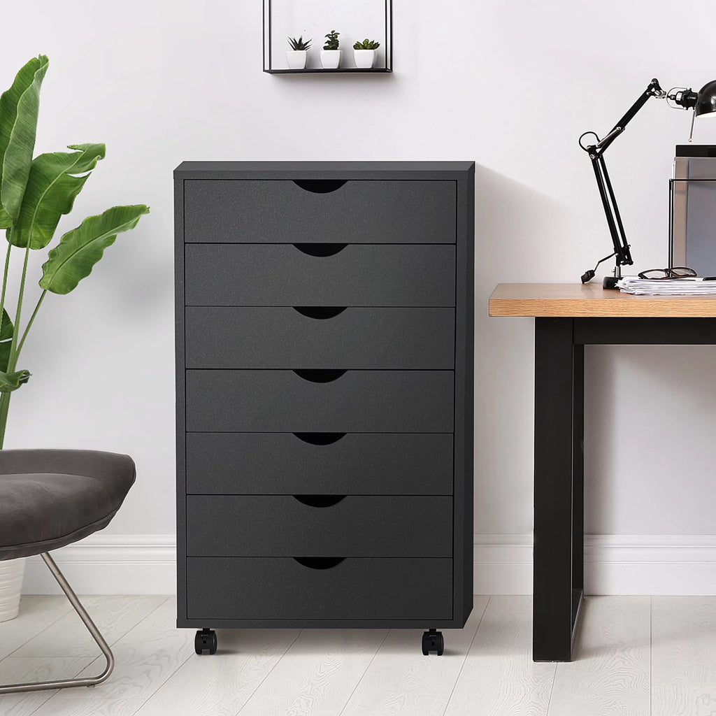 Black 7 Drawer Wood Dresser C893