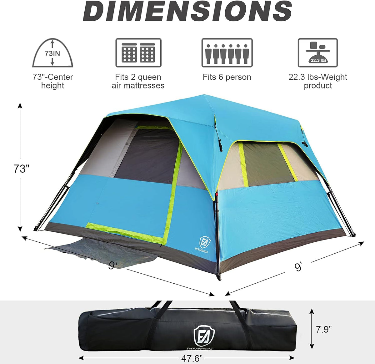 6 Person Water-Resistant Camping Tent with Rainfly C747