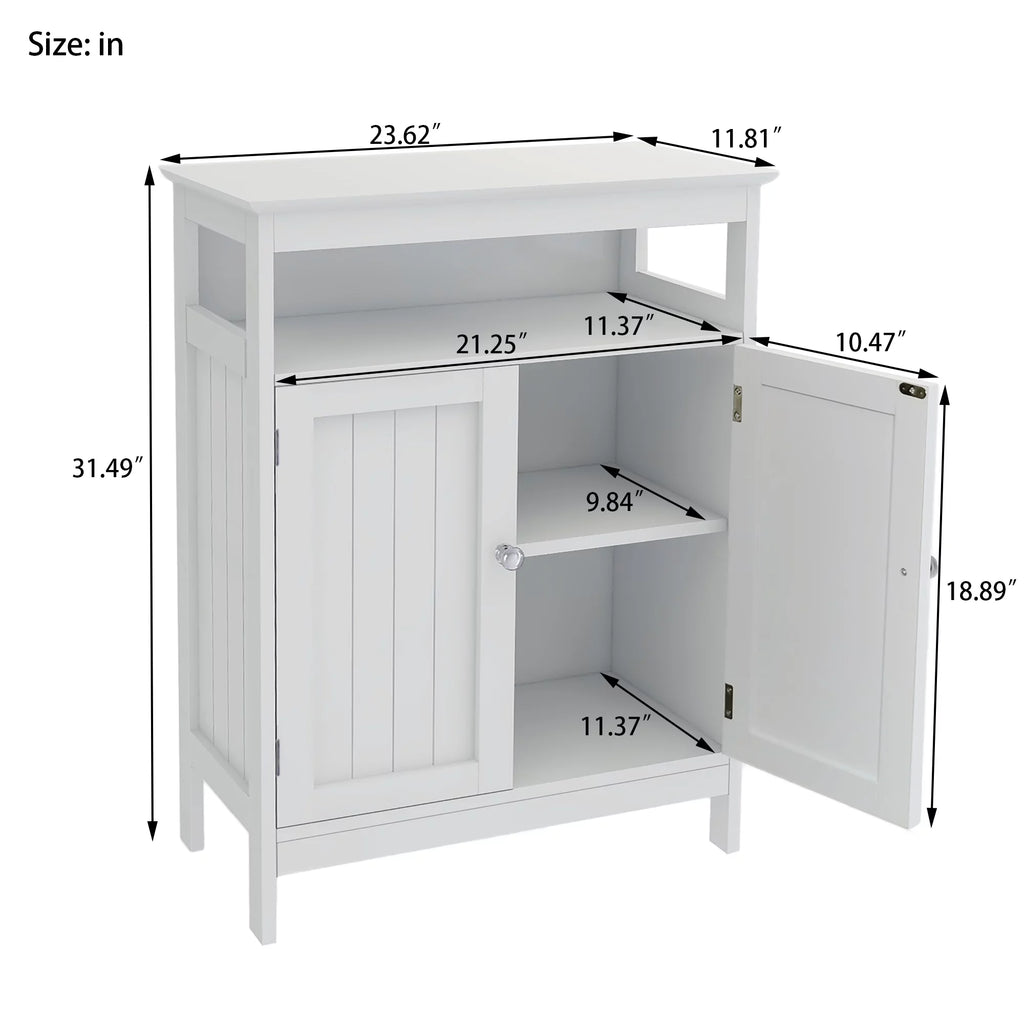 White Kitchen Storage Cabinet with Double Shutter Doors Z715260