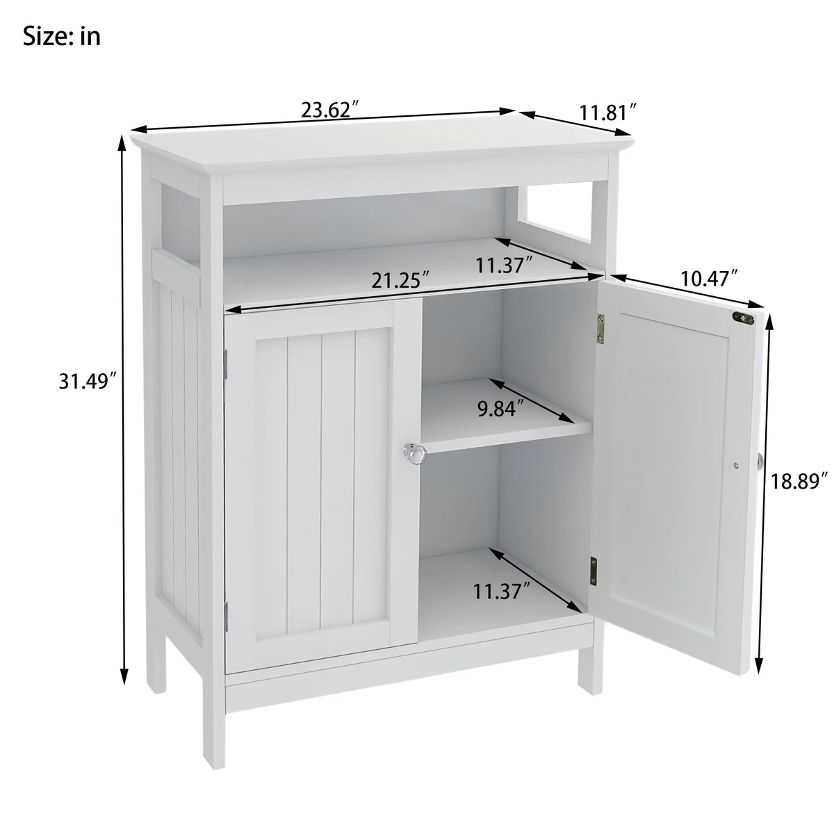 White Kitchen Storage Cabinet with Double Shutter Doors Z715260