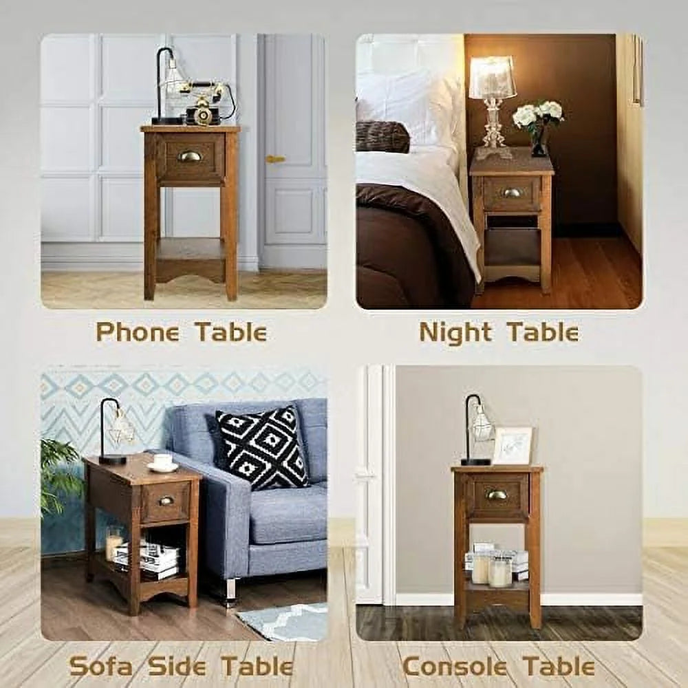 Narrow End Table with Drawer and Storage V31832