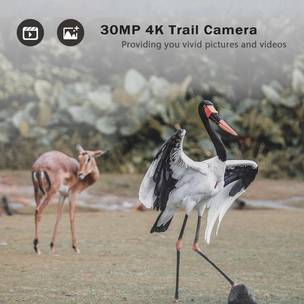 4K 30MP Trail Camera with Night Vision 120° Wide Angle IP66 Waterproof Z6494