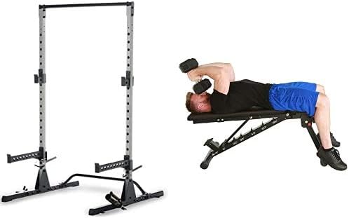 Squat Rack Power Cage with J-Hooks and Weight Plate Storage N635065