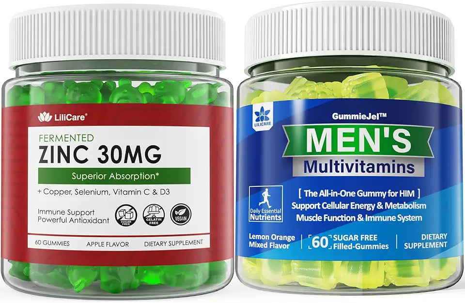 Sugar Free Zinc Gummies 2 Pack + Mens Multivitamins Gummies 1 Pack L876