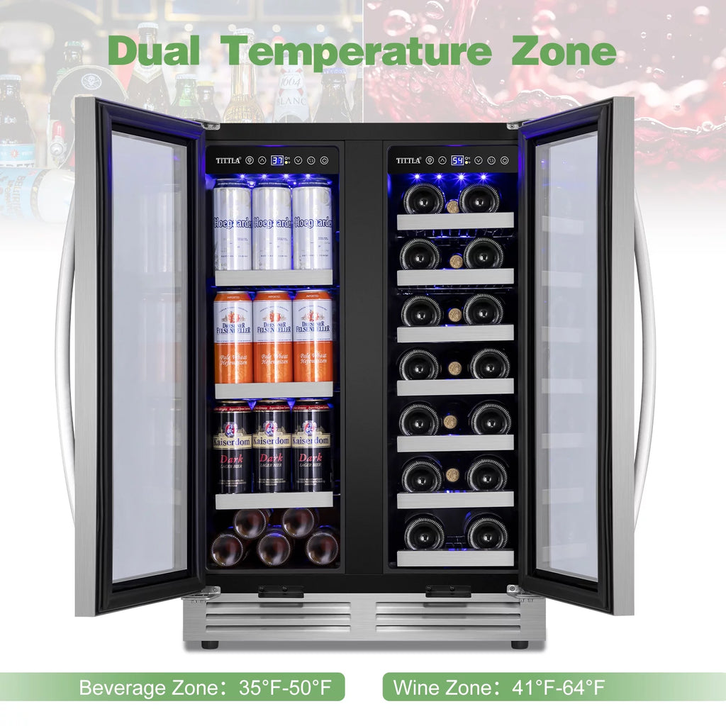 Built in Wine Cooler Beverage Cooler 18-Wine Bottles and 57 Cans Dual Zone S9440