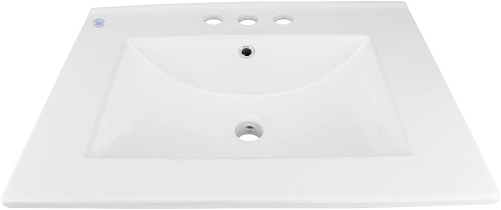 White Drop-in Rectangular Bathroom Sink with Overflow R5388