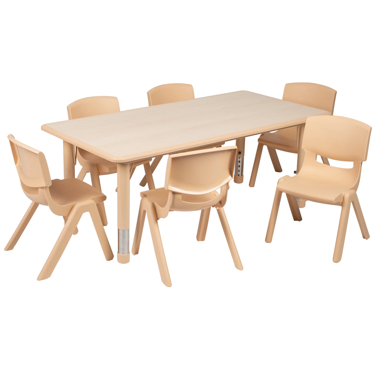 Natural Plastic Height Adjustable Activity Table Set with 6 Chairs F943512