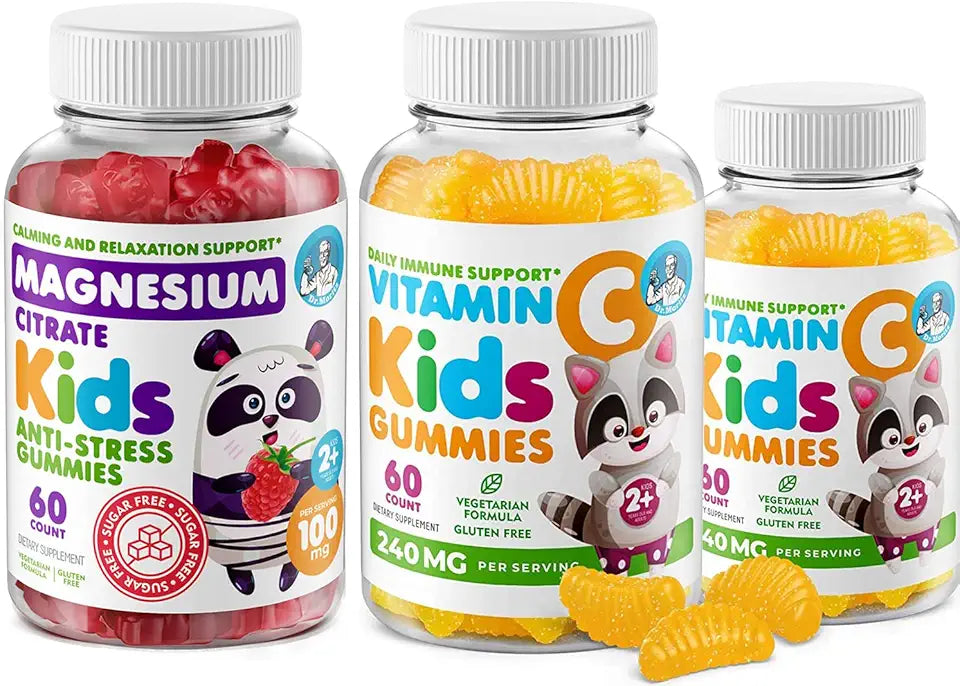 Sugar-Free Kids Magnesium Gummies with Vitamin C 60 Count 2 Pack X487971