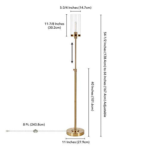 66" Tall Floor Lamp with Glass Shade in Gold F46618