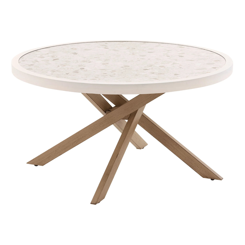 White Round Outdoor Tile-Top Coffee Table R7921