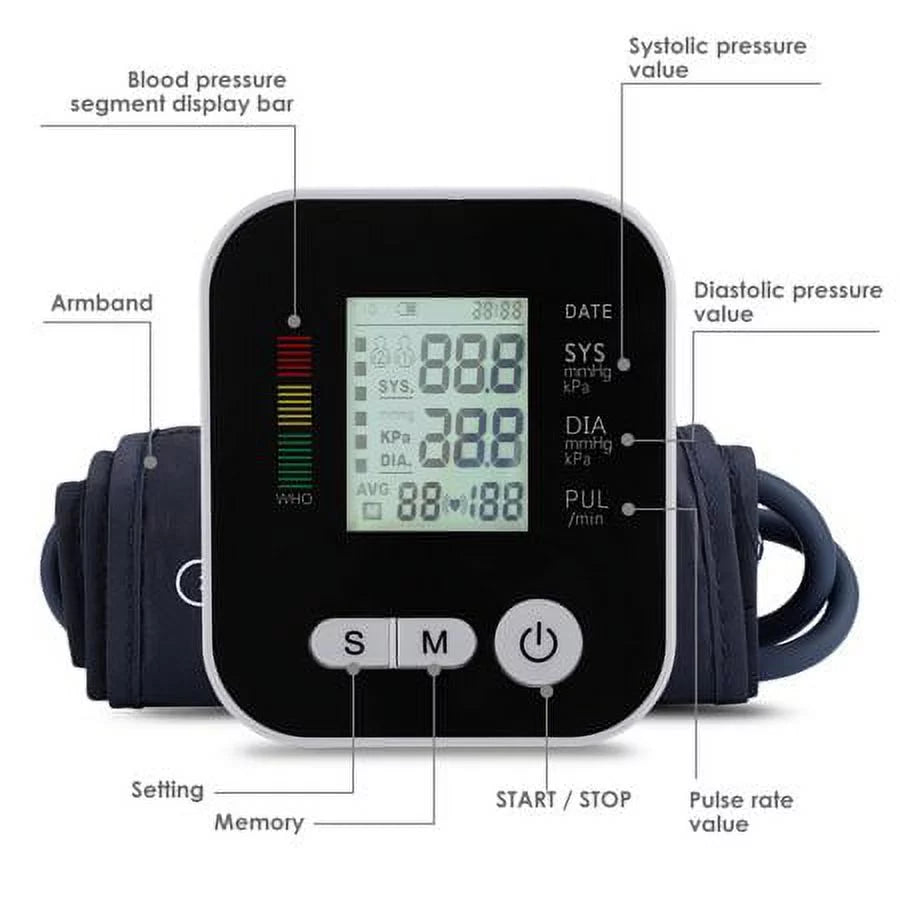 Black Automatic Digital Upper Arm Blood Pressure Monitor P37215