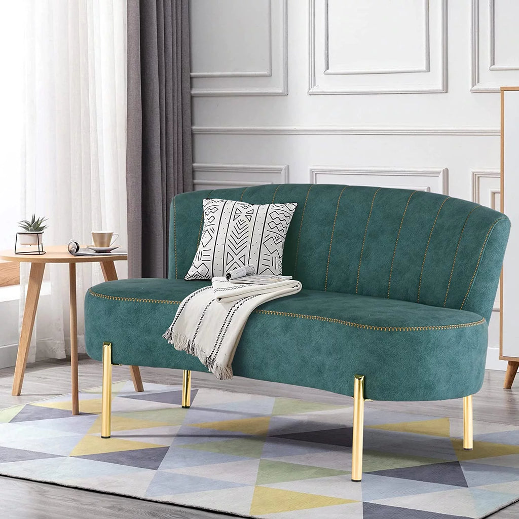 Teal Tufted Velvet 2 Seater Sofa Z955