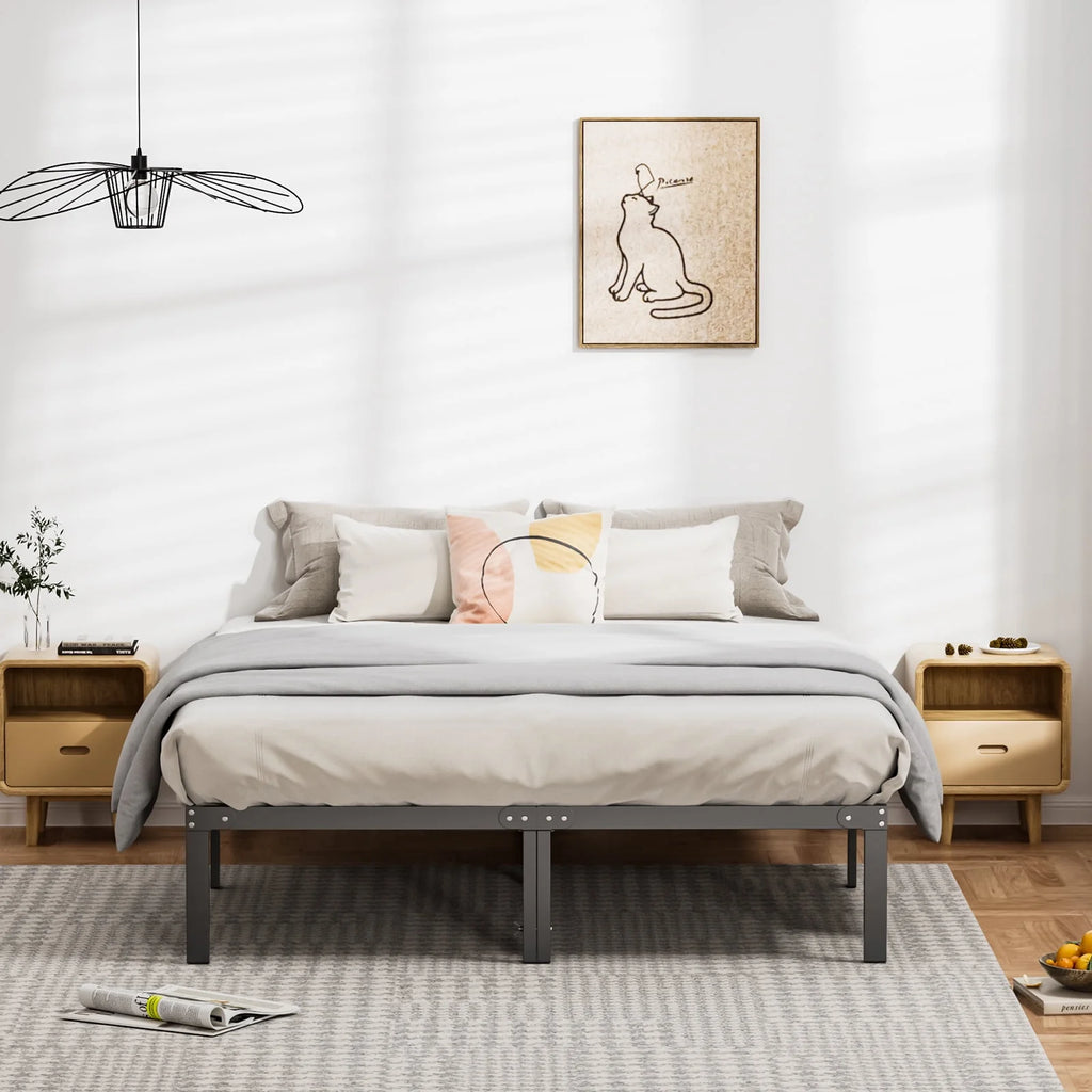 Queen Size Black Metal Platform Bed Frame L104