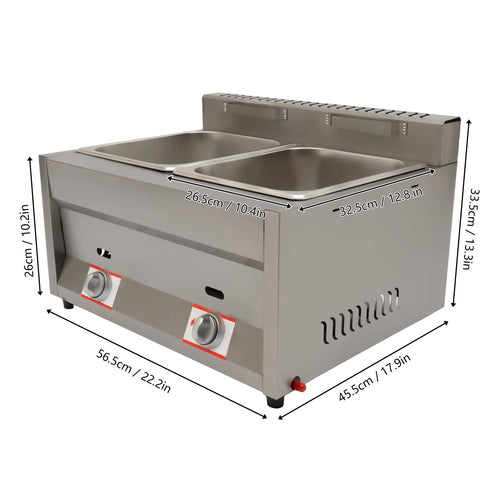 2 Burner Stainless Steel Gas Deep Fryer 12L R23329