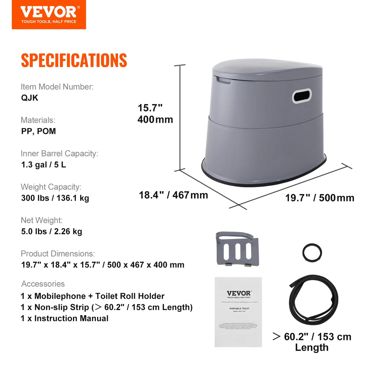 Portable Camping Toilet with Lid Q163264