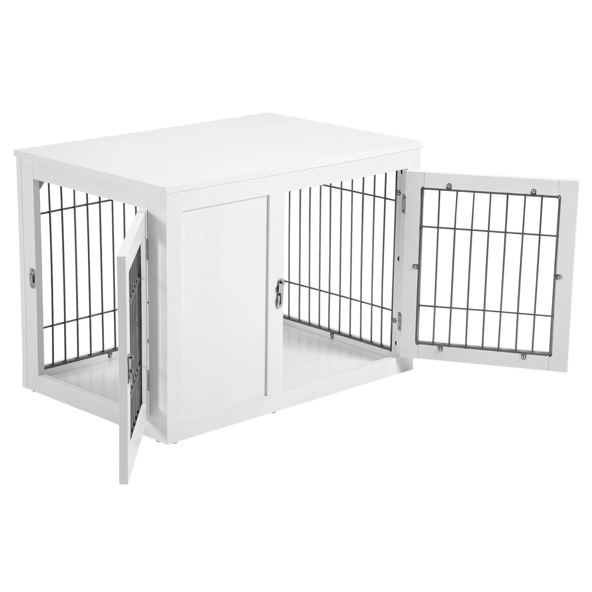 White Dog Crate Furniture End Table with Double Doors J634441