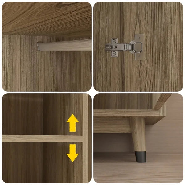 2 Doors Wardrobe Closet & Cabinet with Hanging Rail B648