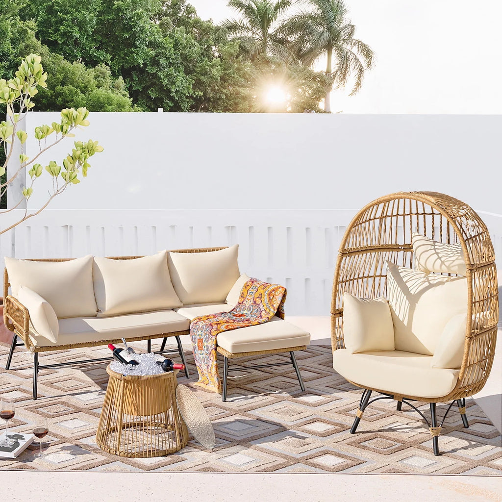 Beige Wicker Outdoor Sectional Sofa X521
