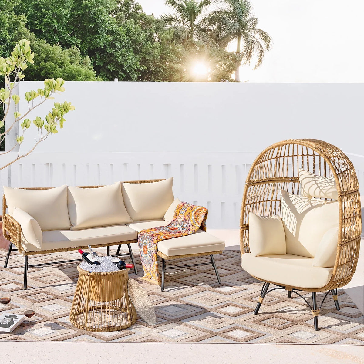 Beige Wicker Outdoor Sectional Sofa X521