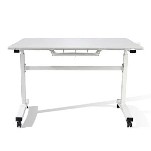 White Height Adjustable Sit Stand Desk with Casters Y433