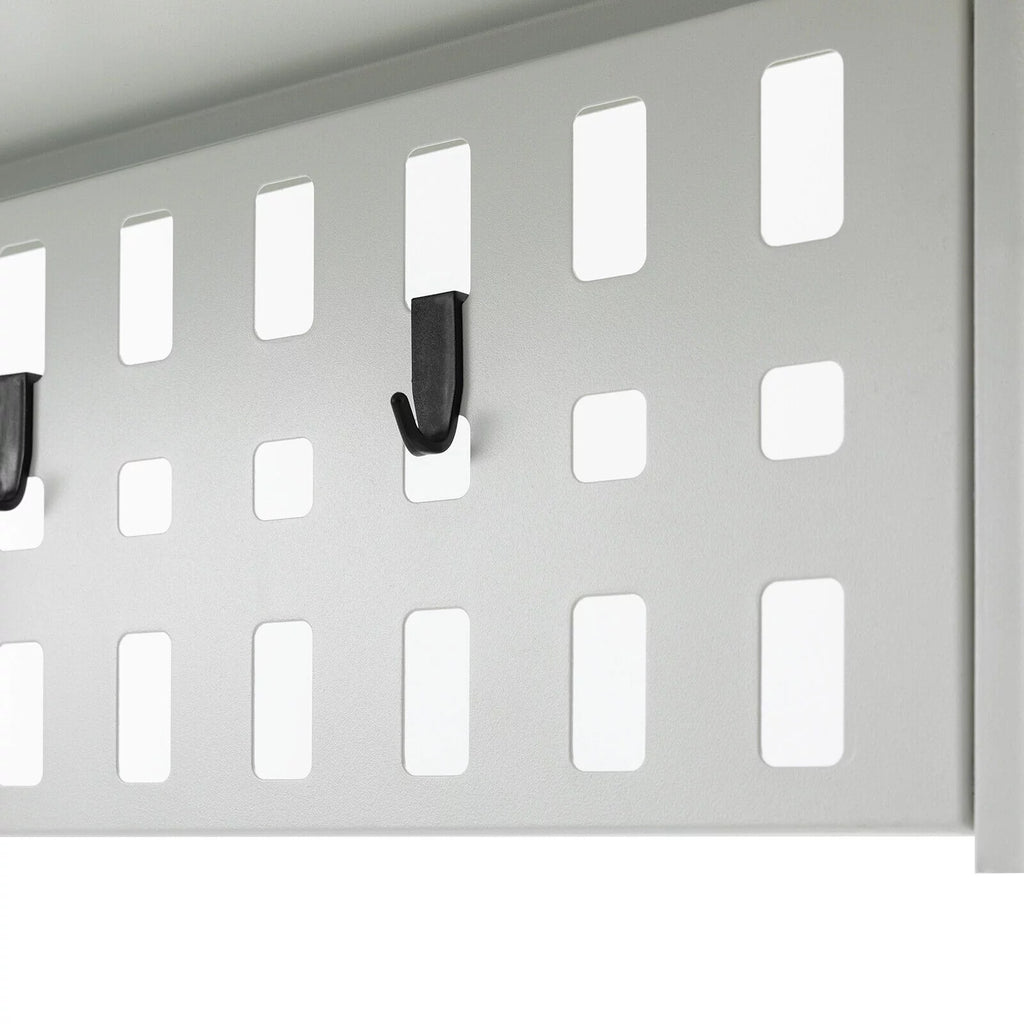 White Wall Mounted Cabinet with 5 Hooks E720