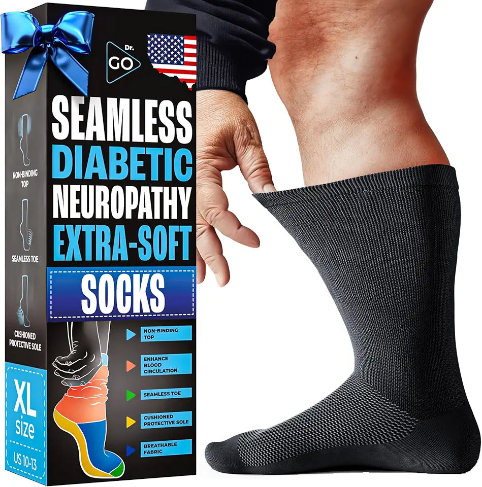 Black Diabetic Crew Socks 4 Pairs R24477
