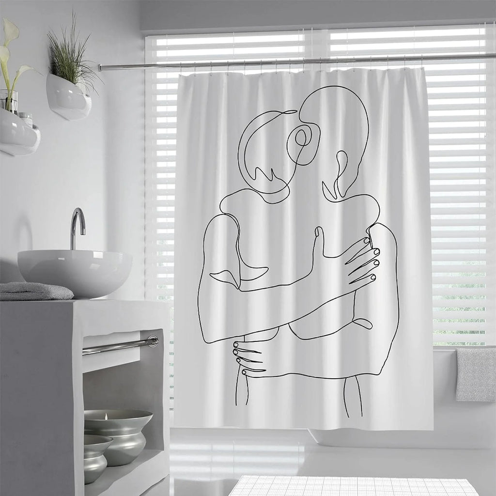 White Polyester Fabric Shower Curtain Liner M4407