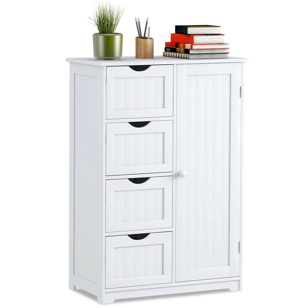 White 4 Drawer Wooden Bathroom Cabinet M392350