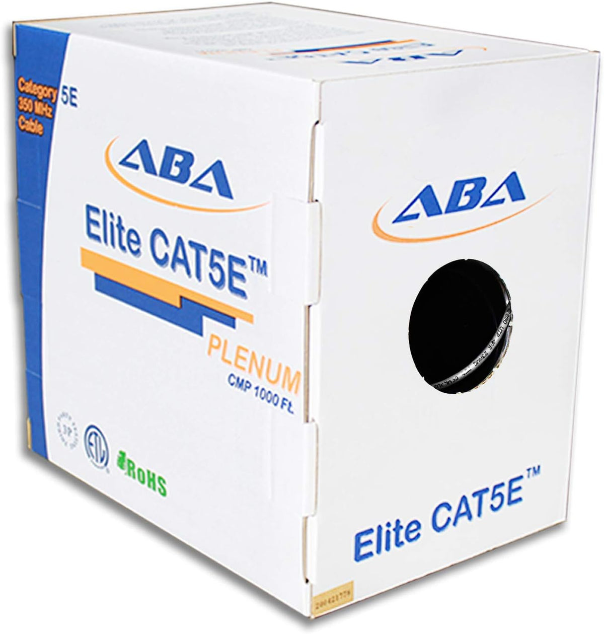 CAT5E Plenum Ethernet Cable 1000ft UTP 24AWG Solid Bare Copper Yellow Q3999