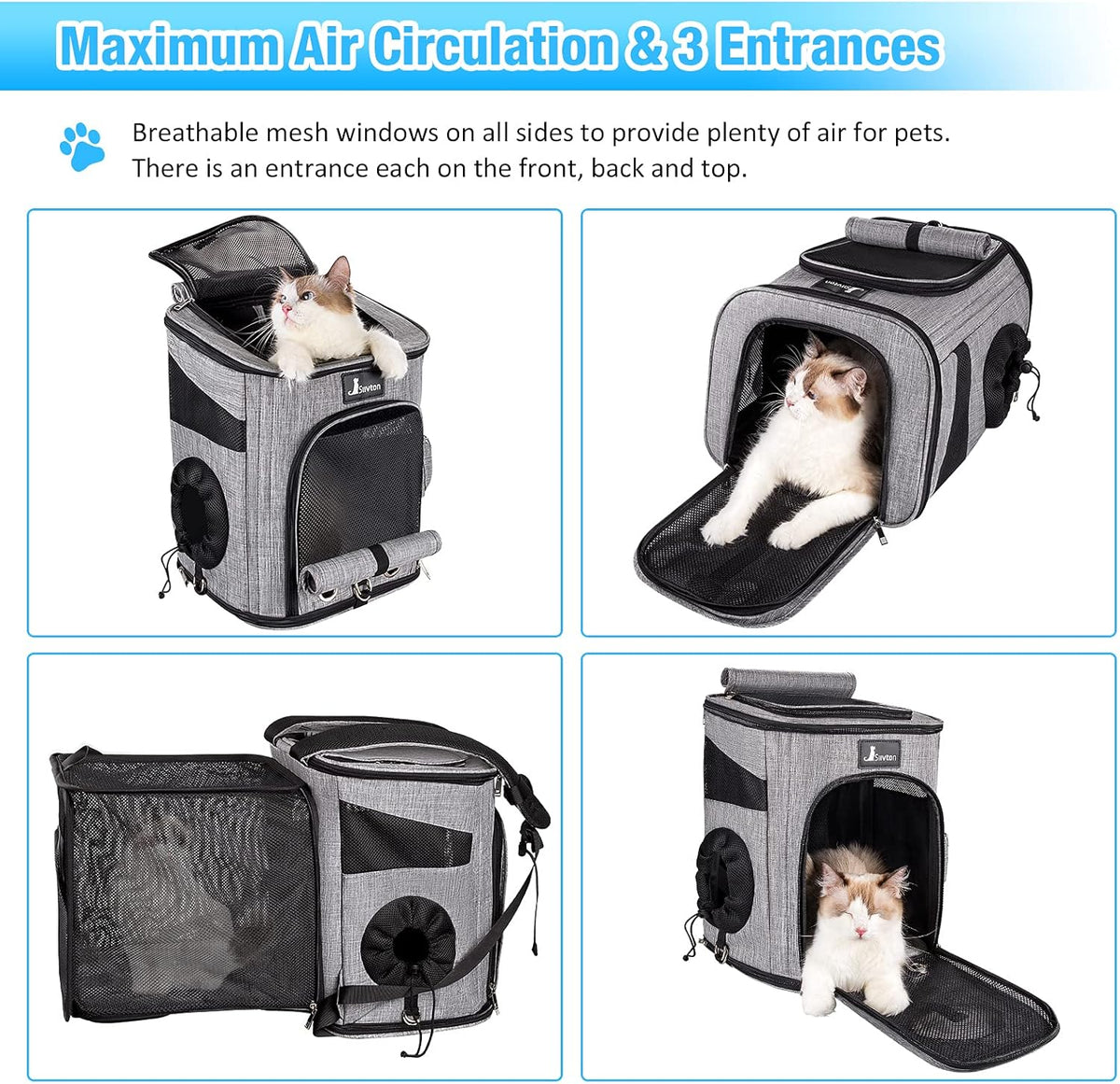 Expandable Pet Carrier Backpack with Breathable Mesh T13622