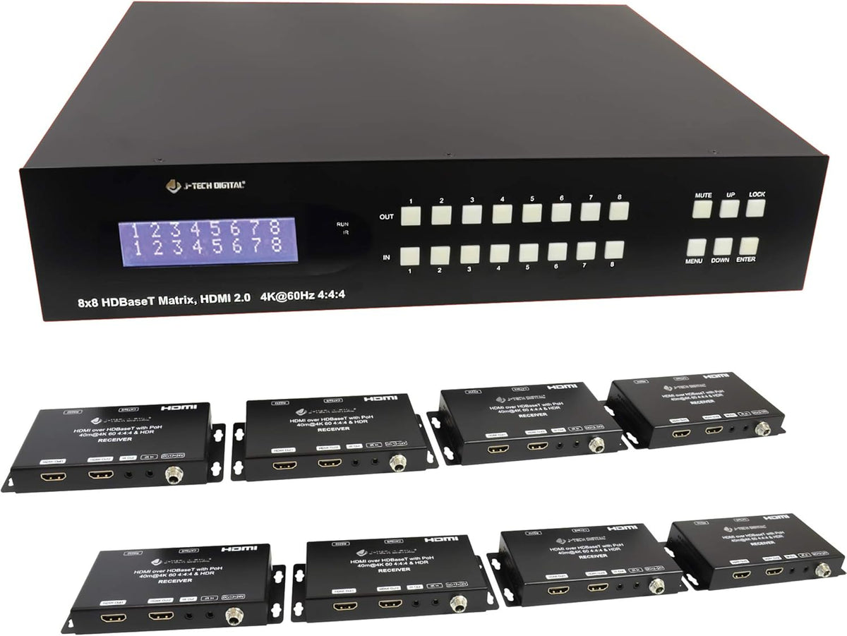 HDBaseT 4x4 Matrix Extender Switcher with 4 PoC Receivers S37391