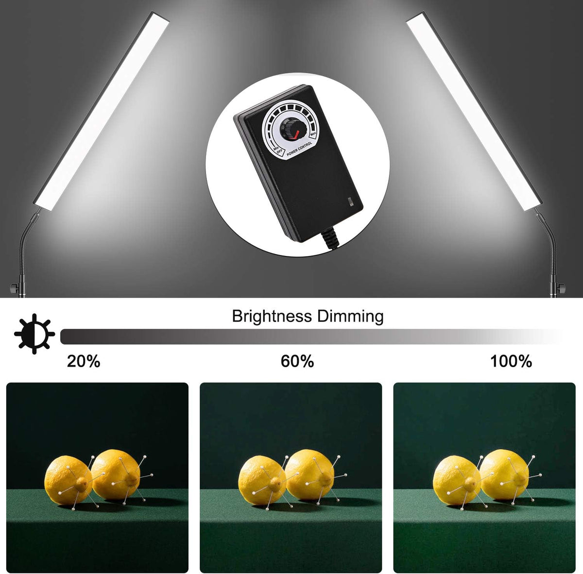 LED Video Light 2 Packs 5500K Dimmable with Tripod Stand H481