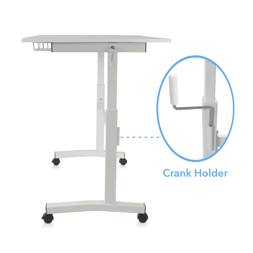 White Height Adjustable Sit Stand Desk with Casters Y433