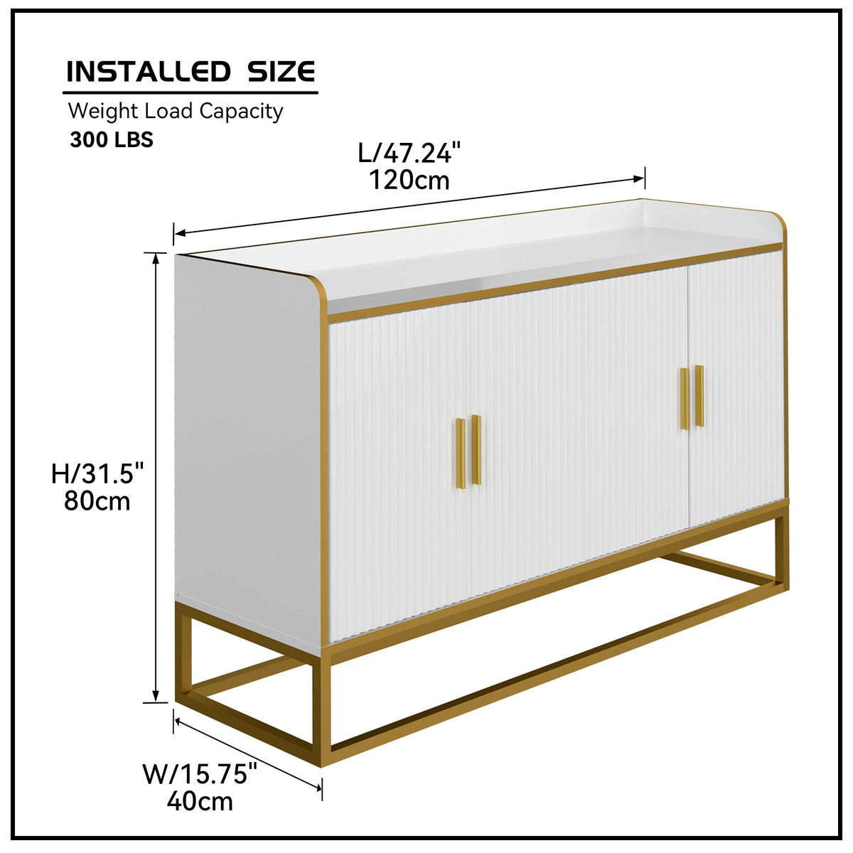 White Gloss Storage Cabinet with Metal Legs K42211