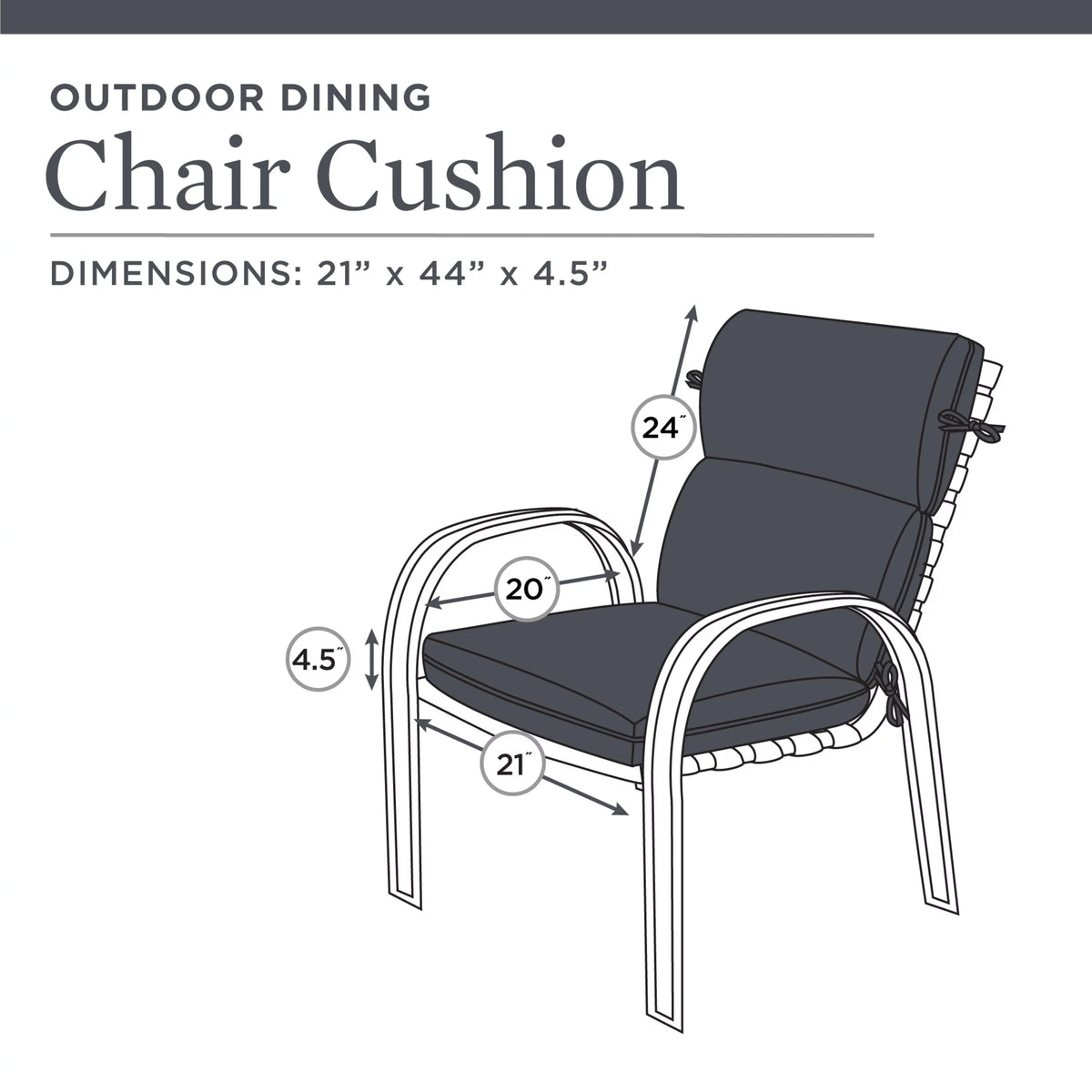 Grey Rectangle Outdoor Chair Cushion O6342