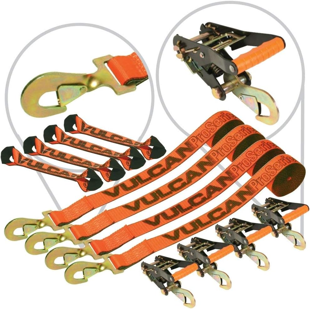 8-Point Roll Back Vehicle Tie Down Kit with Snap Hooks, Set of 4 V85917