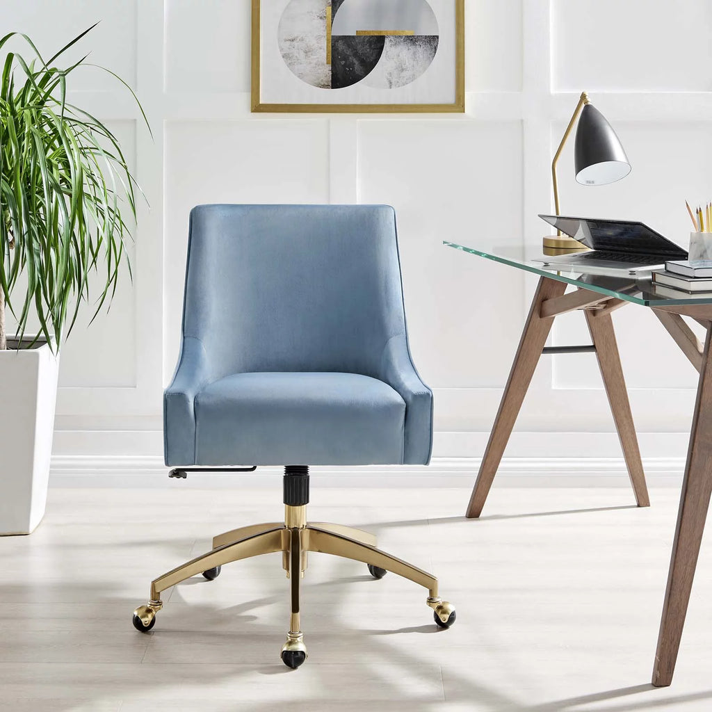 Light Blue Velvet Office Chair N3854