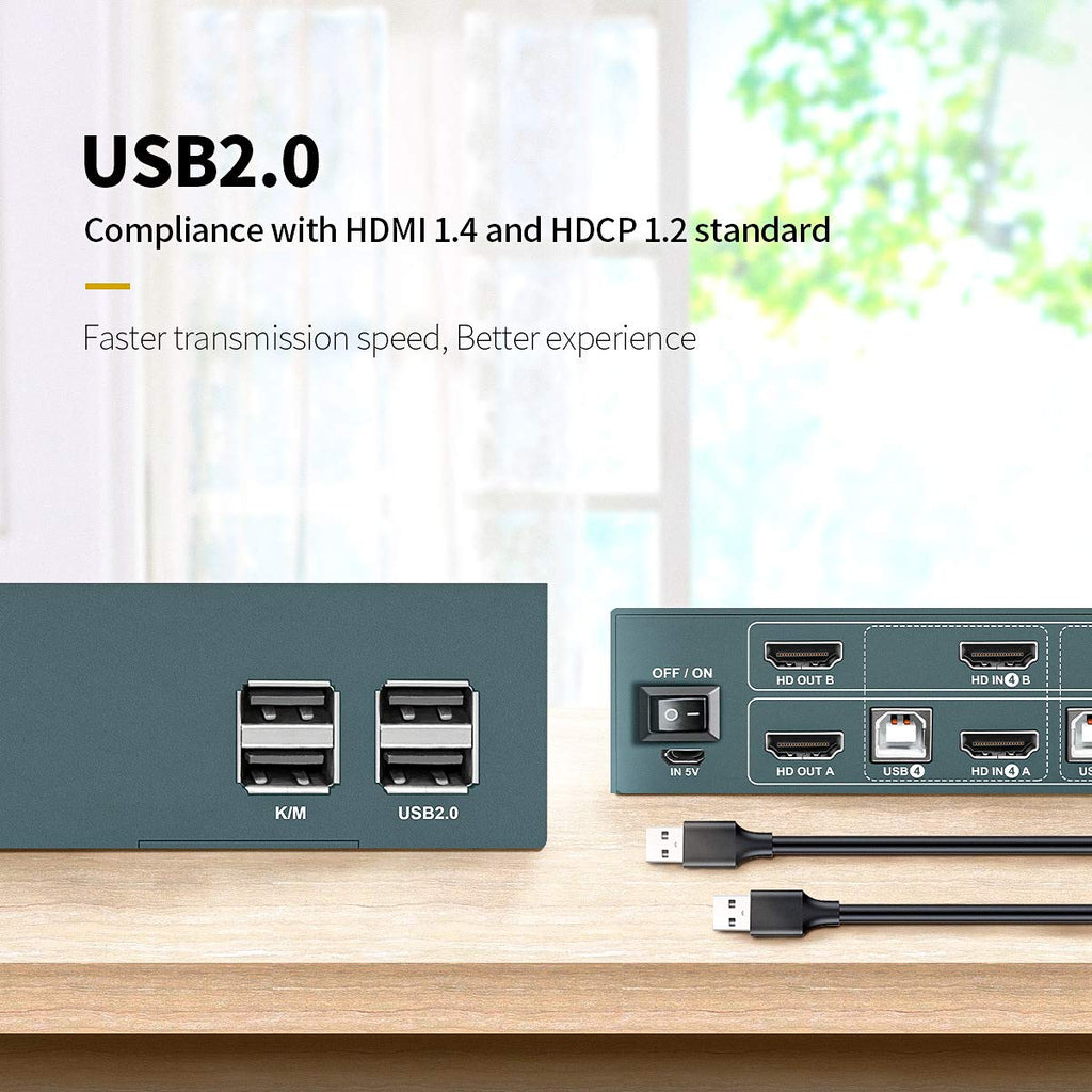 HDMI KVM Switch Dual Monitor 4 Port 4K@30Hz V812