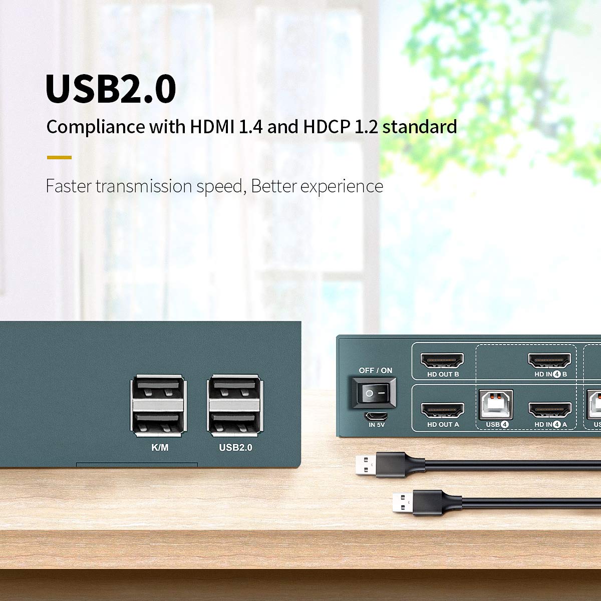 HDMI KVM Switch Dual Monitor 4 Port 4K@30Hz V812
