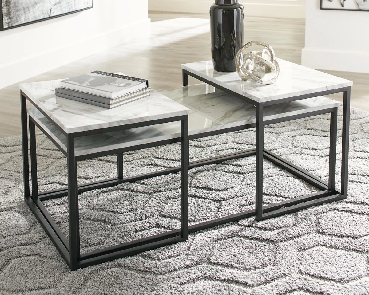 Contemporary Table Set of 3 Gray Black S9001