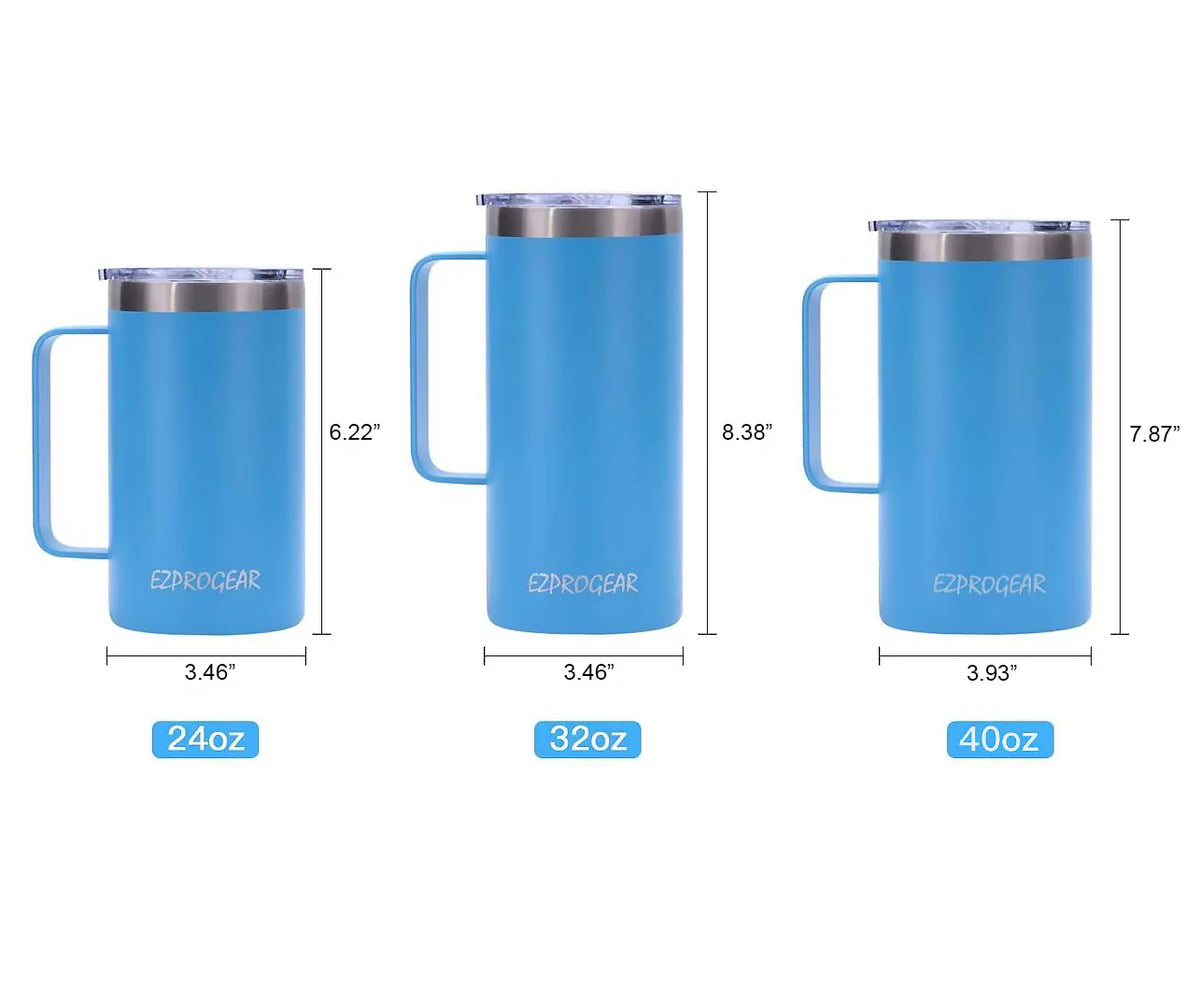 24 oz Stainless Steel Insulated Tumbler with Handle and Lid F4401