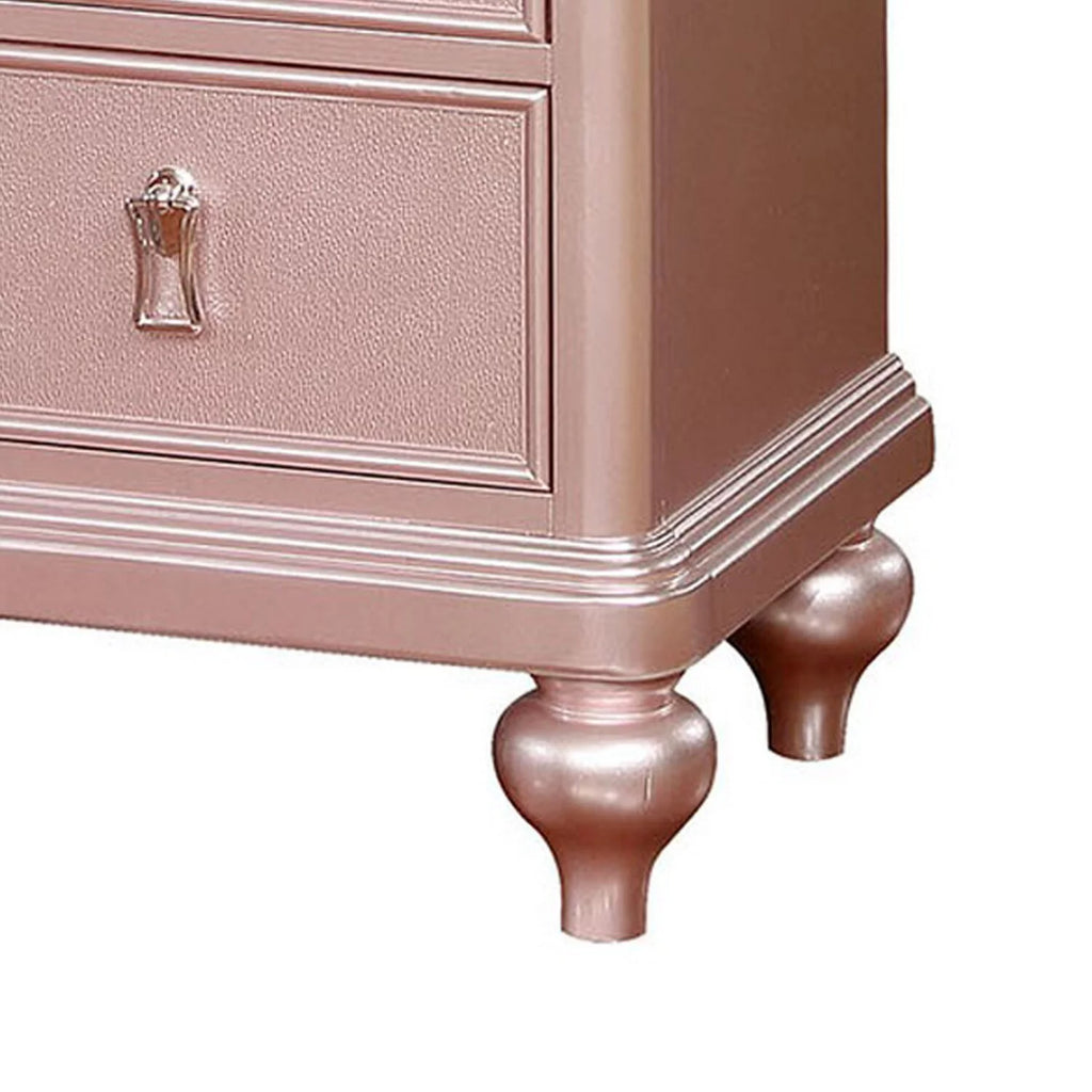 Pink 5 Drawer Solid Wood Chest with Mirror E289319