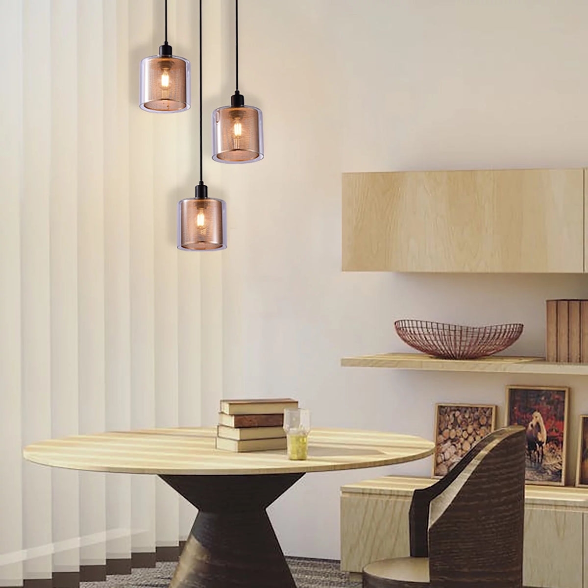 3-head Height Adjustable Gold Glass Chandelier T65216