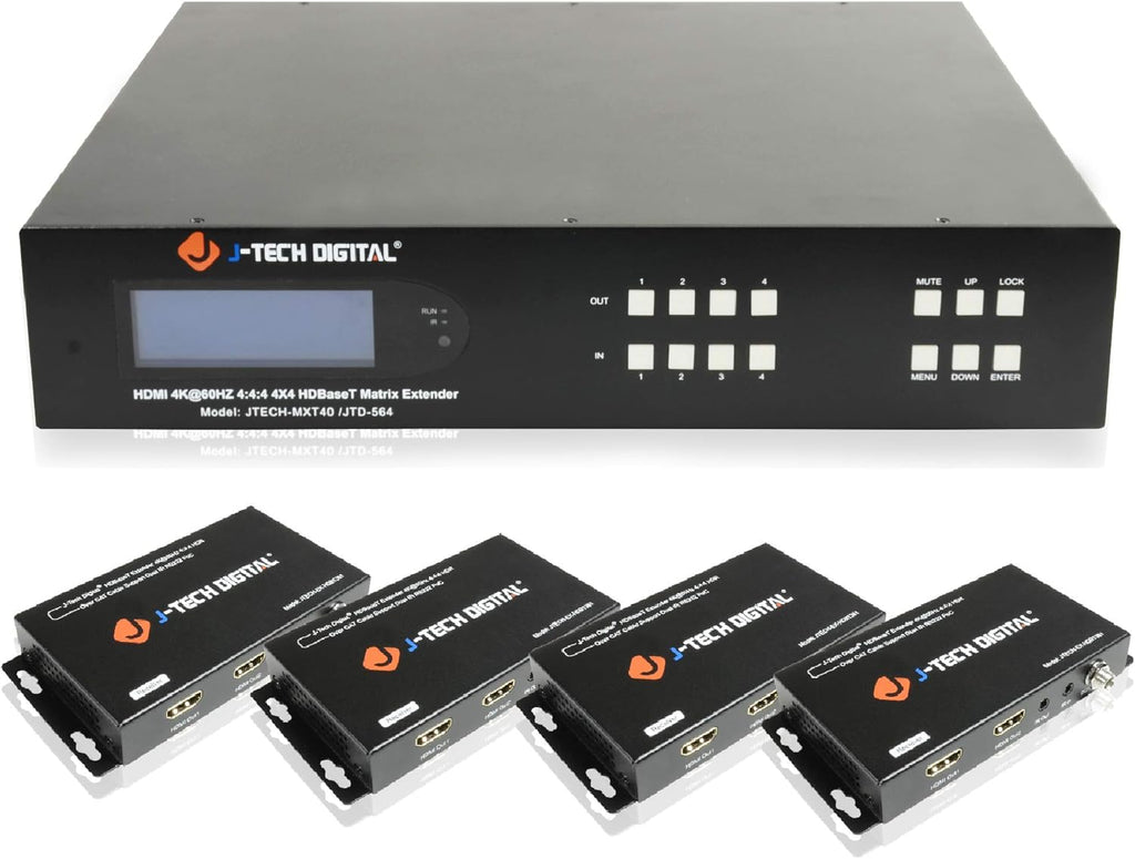 HDBaseT 4x4 Matrix Extender Switcher with 4 PoC Receivers S37391
