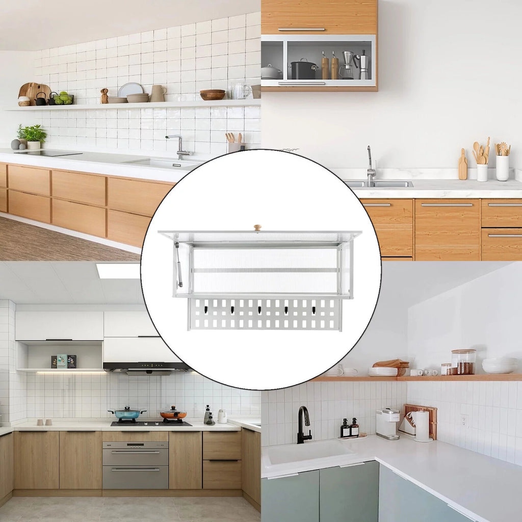 White Wall Mounted Cabinet with 5 Hooks E720